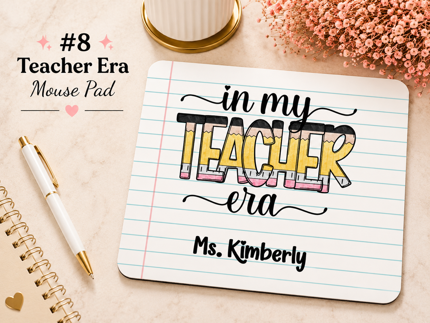 Personalized Teacher Mouse Pad | Custom Teacher Gift | School Staff Desk Accessory | Optional Name Personalization