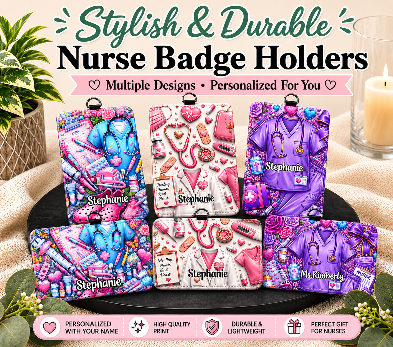 Personalized Nurse Badge Holder | Custom ID Badge Holder for Nurses & Healthcare Workers