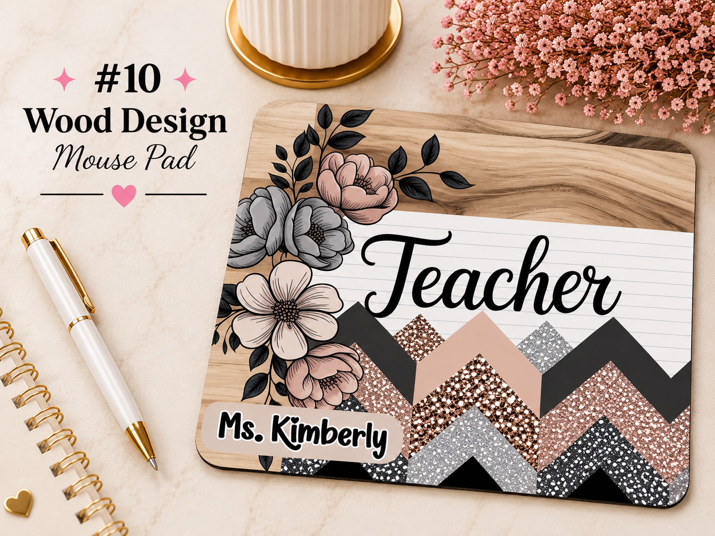 Personalized Teacher Mouse Pad | Custom Teacher Gift | School Staff Desk Accessory | Optional Name Personalization