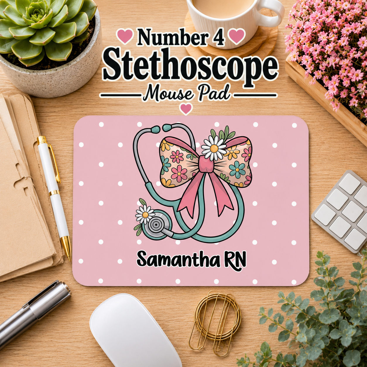 Personalized Nurse Mouse Pad – Custom Name Healthcare Mouse Pad – RN, LPN, CNA, Medical Assistant Desk Accessory