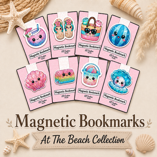 Beach Magnetic Bookmarks | Handmade Bookmark Set | Book Lover Gift | Beach & Tropical Reading Accessories