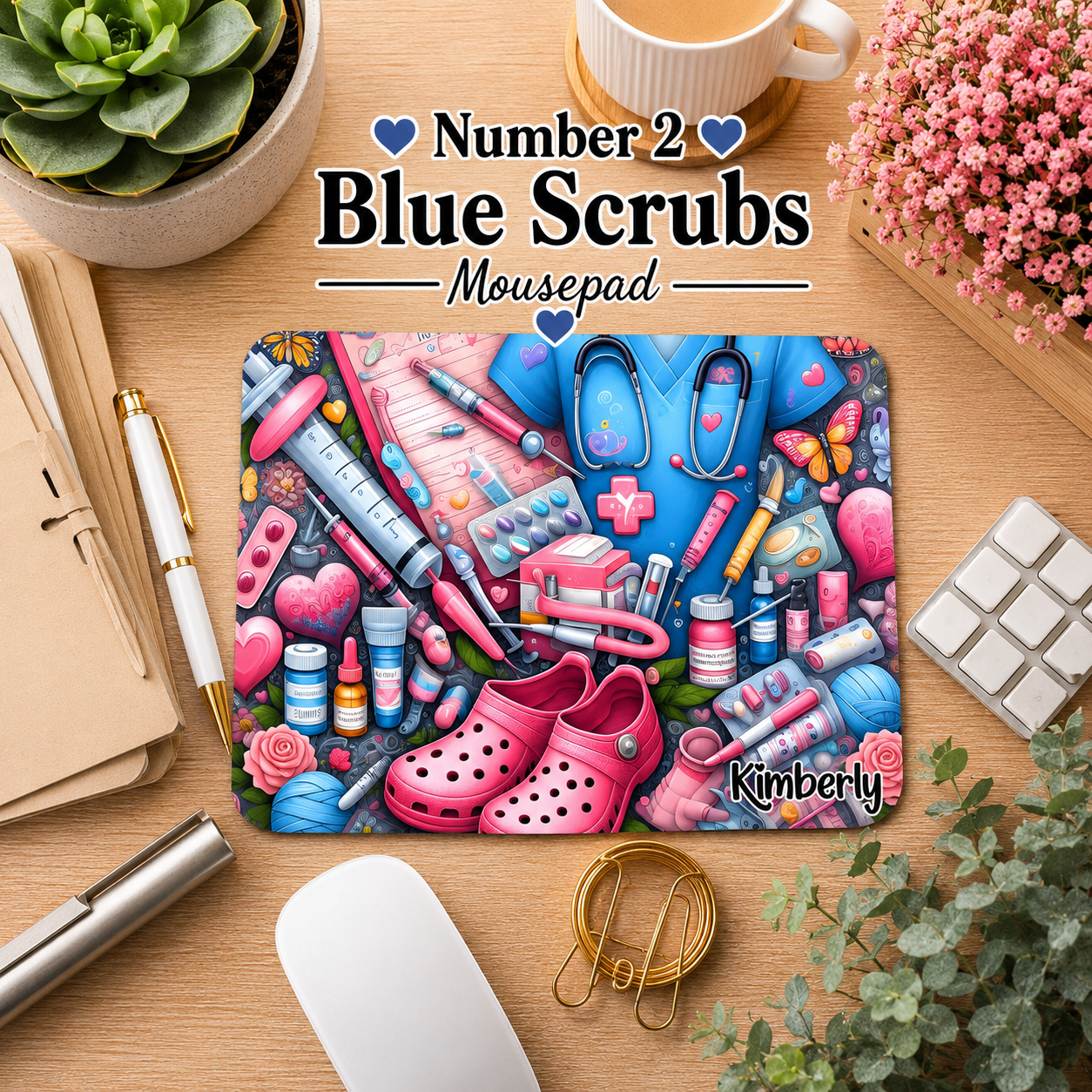 Personalized Nurse Mouse Pad – Custom Name Healthcare Mouse Pad – RN, LPN, CNA, Medical Assistant Desk Accessory