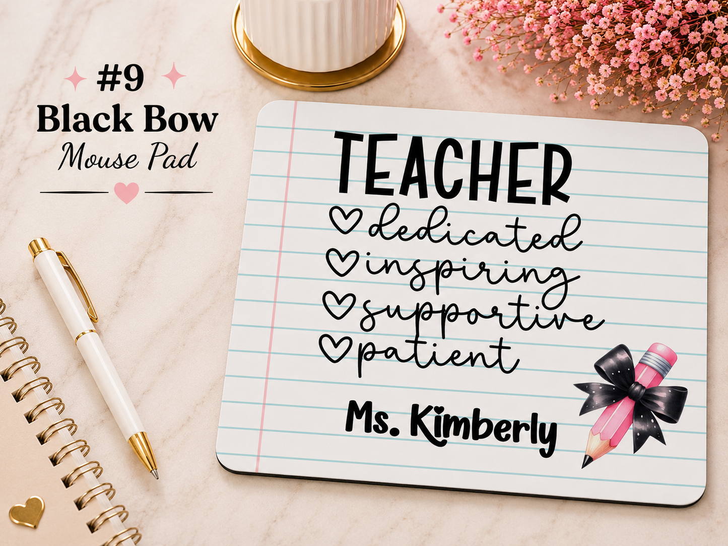 Personalized Teacher Mouse Pad | Custom Teacher Gift | School Staff Desk Accessory | Optional Name Personalization