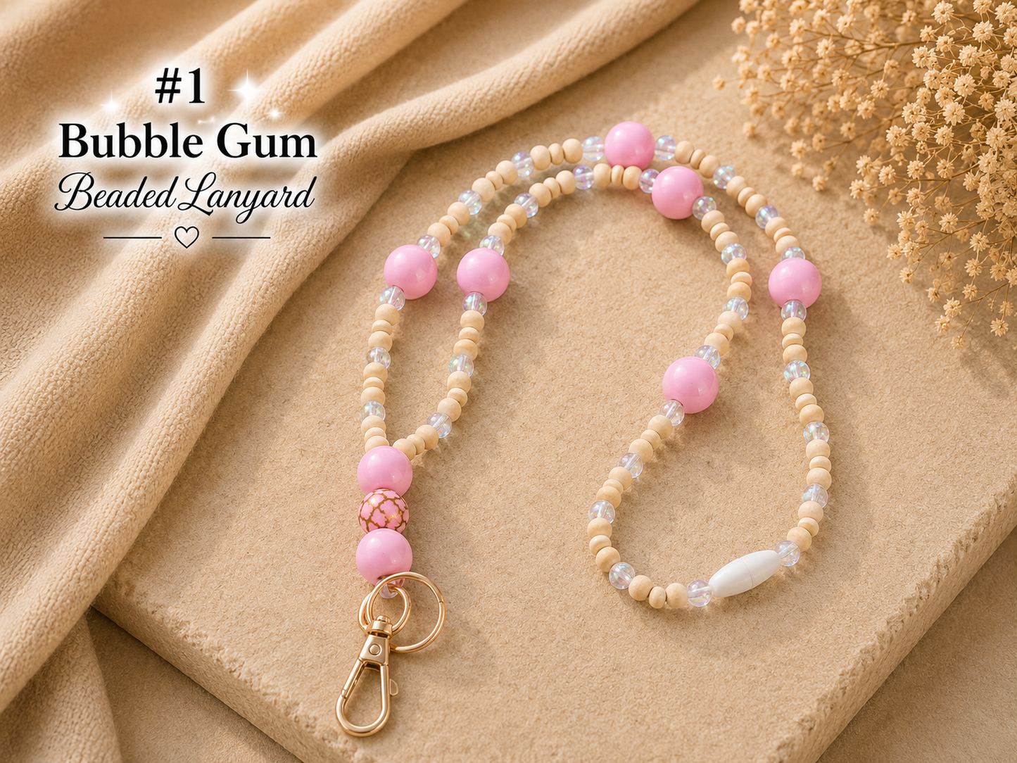 Handmade Beaded Teacher Lanyard | Stylish ID Badge Lanyard for Teachers & School Staff